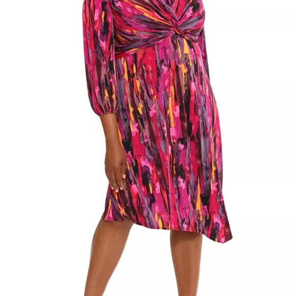 MAGGY LONDON ABSTRACT TWISTED-KNOT A-LINE DRESS - Picture 2 of 2